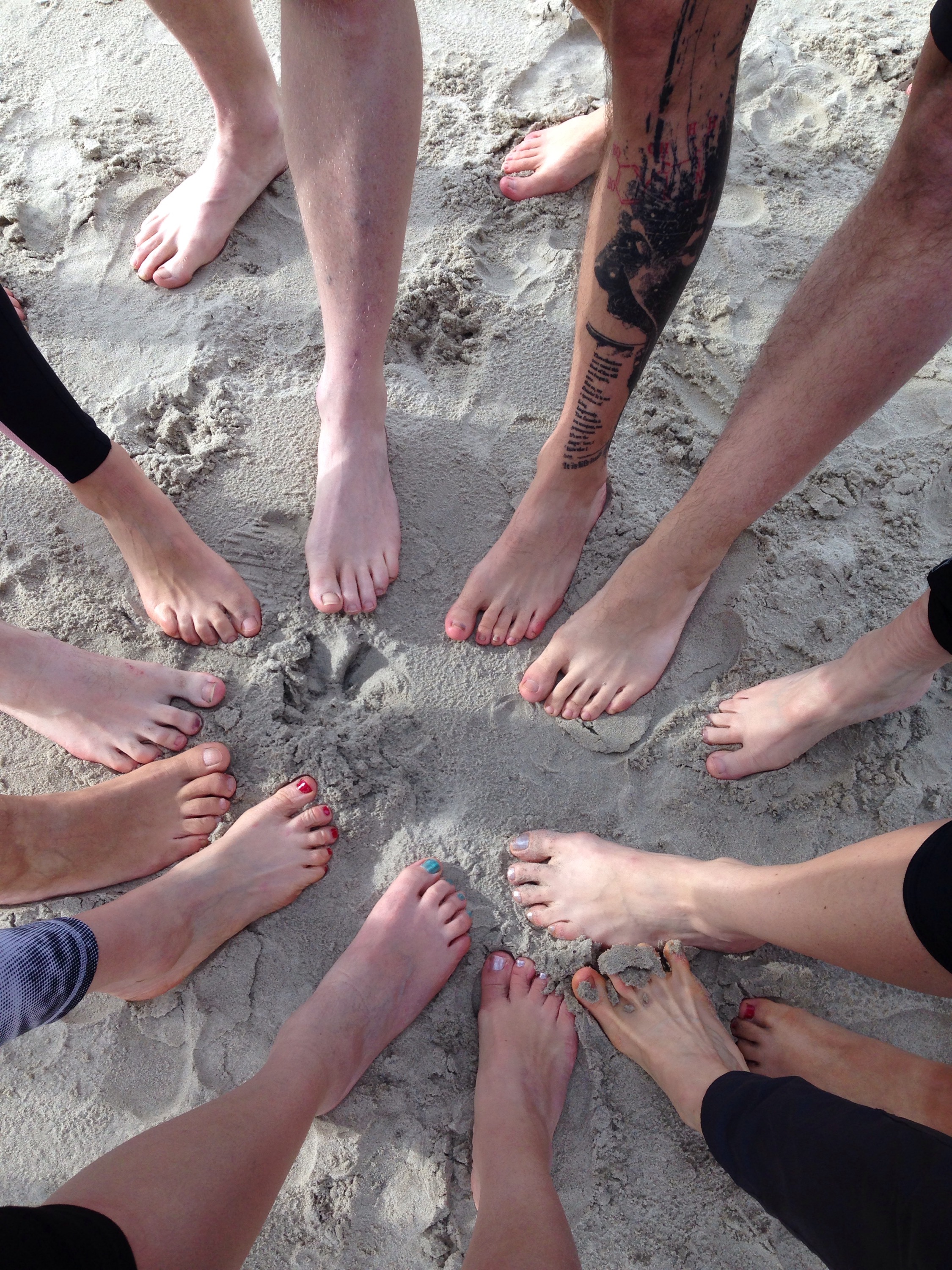 Barefoot running beach
